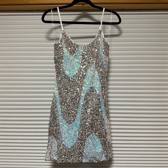 12th Tribe Silver Sequin Mini Dress - Picture 4 of 10